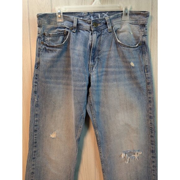 Helix N56 Mens Jeans 32x34 Blue Medium Wash Slim Boot Straight Loose Fade Denim - Picture 2 of 10